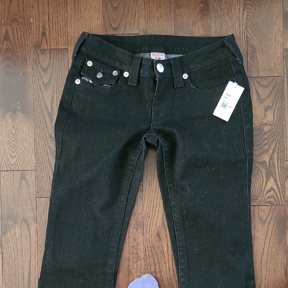 New True Religion Women's Joey Sequin Black Flared Jeans Size 27 - Picture 3 of 15